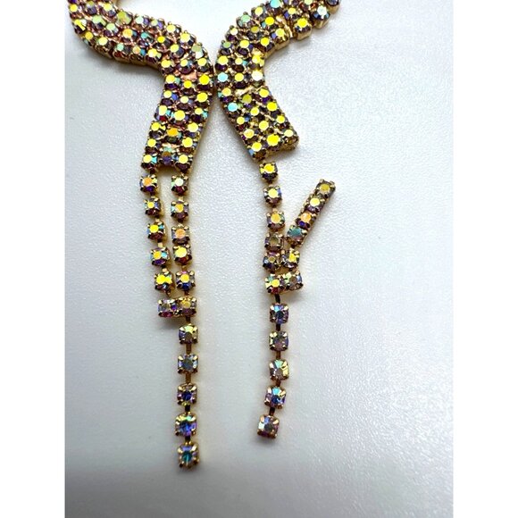 Betsey Johnson Snake Drop Earrings Gold Tone Rhinestone Serpent Statement - Picture 6 of 6